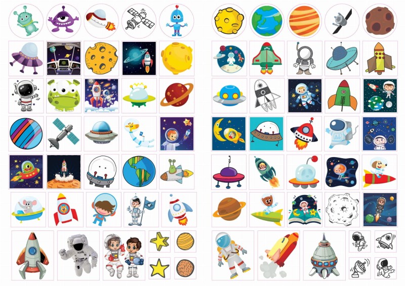 Kolorowanka z naklejkami Kosmos - 74 naklejki