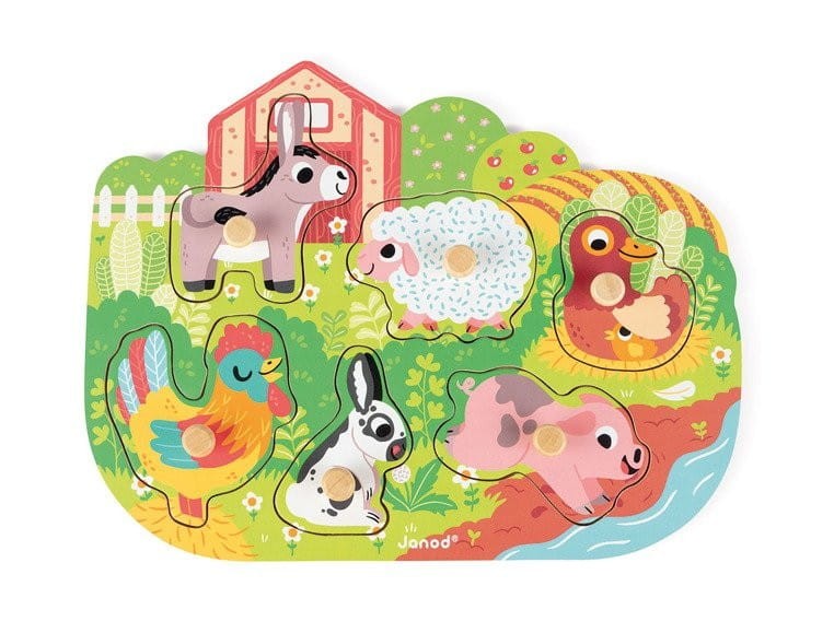 Puzzle z uchwytami Na Farmie układanka - Janod