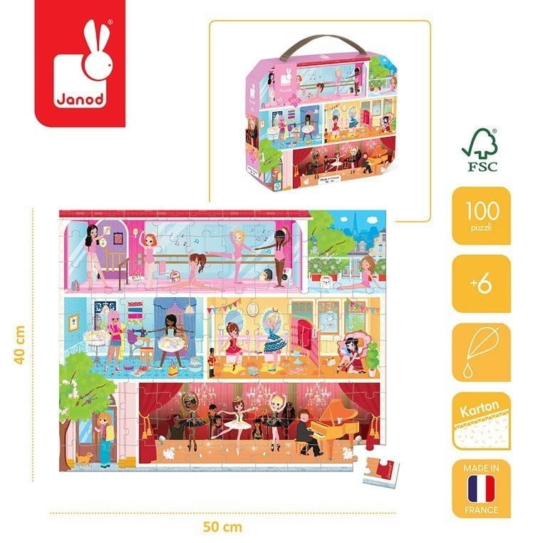 Puzzle w walizce Akademia tańca 100 elem. - Janod