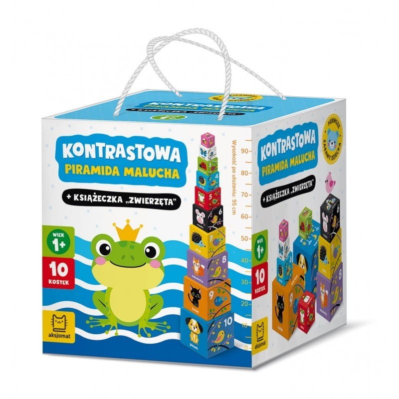 Klocki Kartonowe Kontrastowa Piramida Malucha + Książeczka - Aksjomat