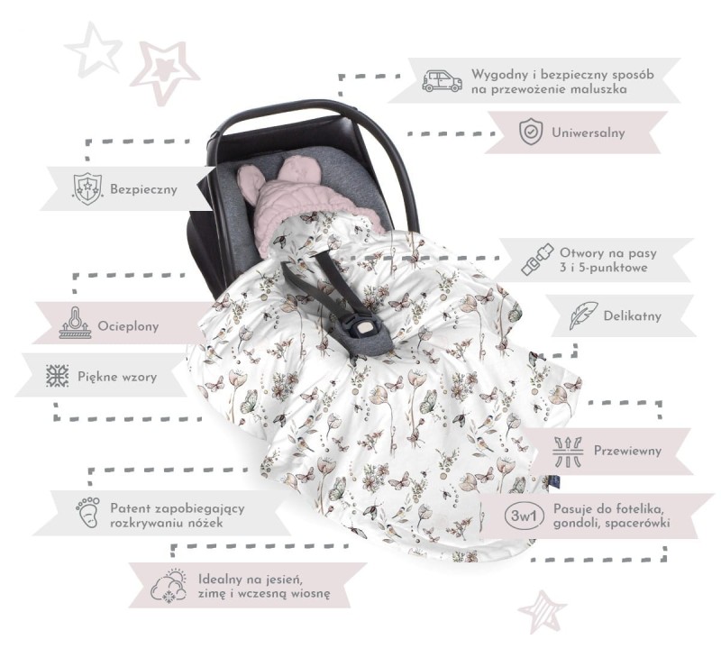 Kocyk do fotelika Natura gray - BabySteps