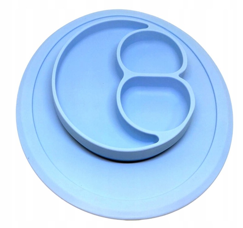 Silikonowy talerzyk z podkładką Uśmiech niebieski - Bi-bi