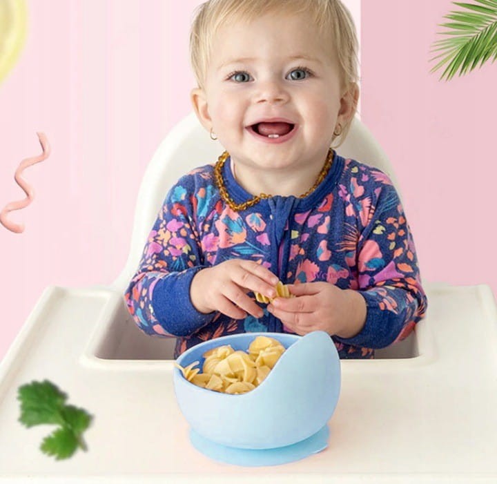 Silikonowy miseczka z przyssawką niebieska - Bi-bi