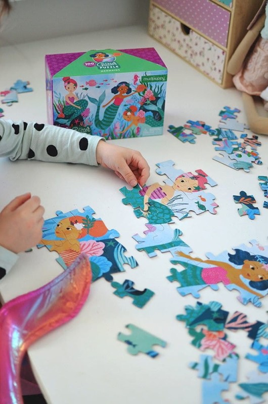 Błyszczące Puzzle Syrenki 100 el. - Mudpuppy