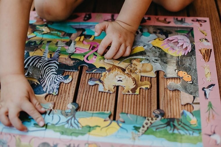 Puzzle obserwacyjne Safari 64 el. z plakatem - Mudpuppy