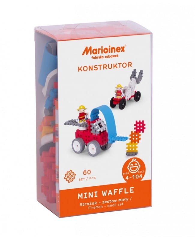 Klocki Mini Waffle Strażak Konstruktor 60 el. - Marioinex