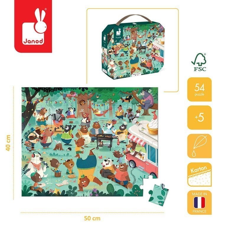 Puzzle w walizce 54 el. Rodzina Misiów - Janod