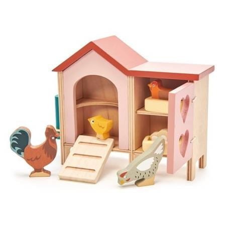Drewniane figurki do zabawy, kurnik z kurami - Tender Leaf Toys