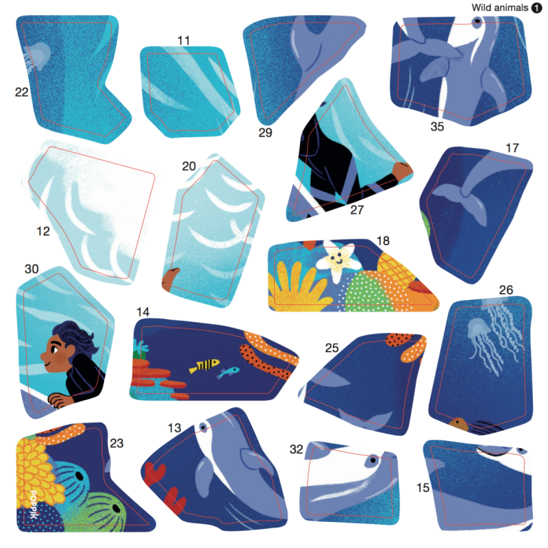 Puzzle Naklejki Dzikie Zwierzęta - Poppik