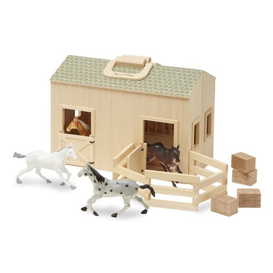 Stajnia Składana + 4 Konie- Melissa & Doug