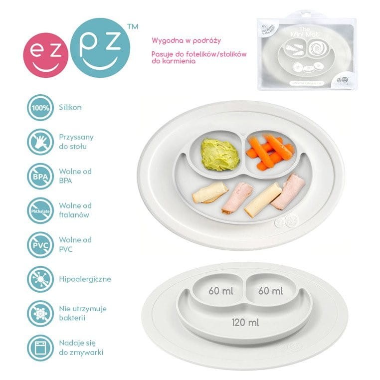 Silikonowy Talerzyk 2w1 Biały Mini Mat - ezpz