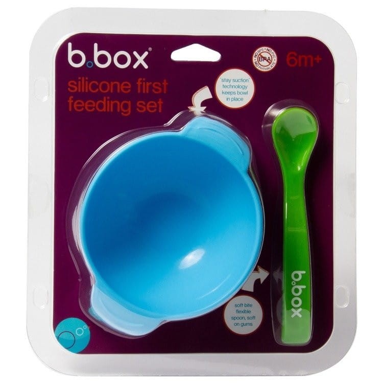 Silikonowa Miseczka z Przyssawką i Łyżeczką Niebieska - b.box