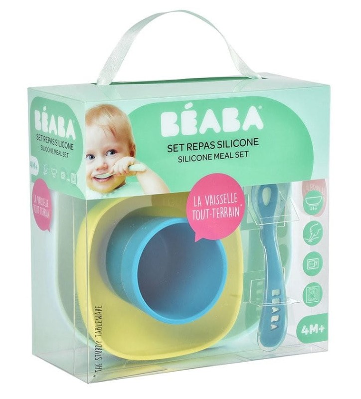 Komplet naczyń z silikonu z przyssawką blue - Beaba