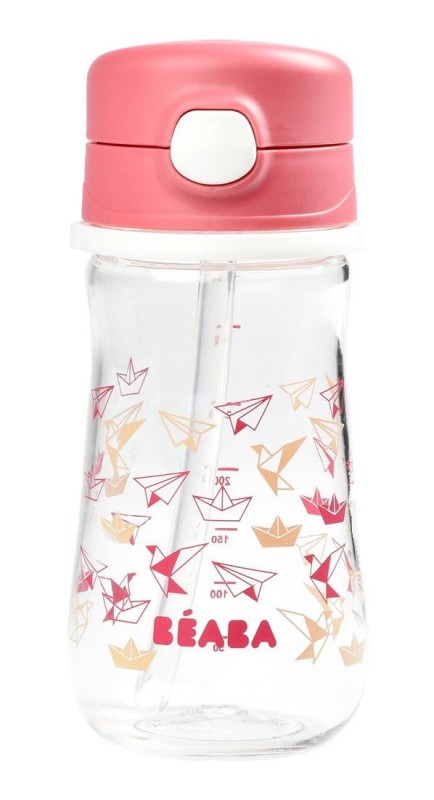 Bidon Tritanowy Butelka ze Słomką 350 ml Różowy - Beaba