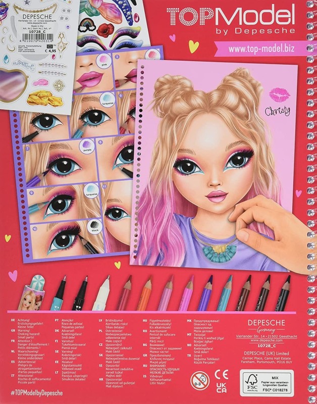 Szkicownik z Naklejkami Ozdabianie Twarzy Make Up - Top Model
