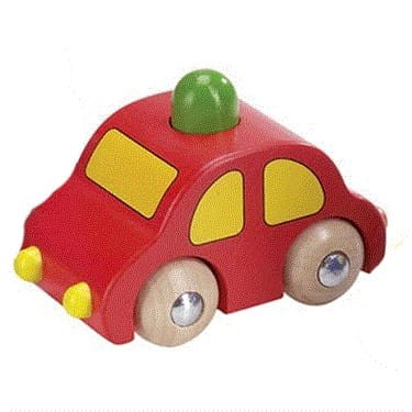 Drewniane autko z klaksonem czerwone - Goki