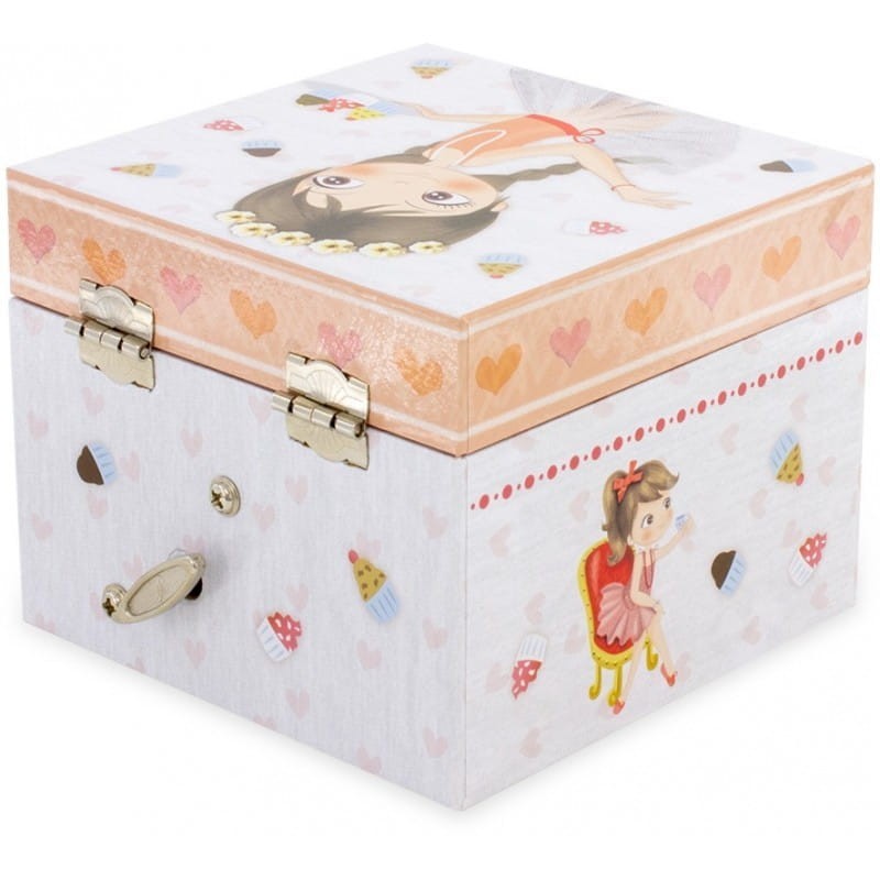 Różowa Szkatułka z Pozytywką Dziewczynka z Mufinkami - Ulysse