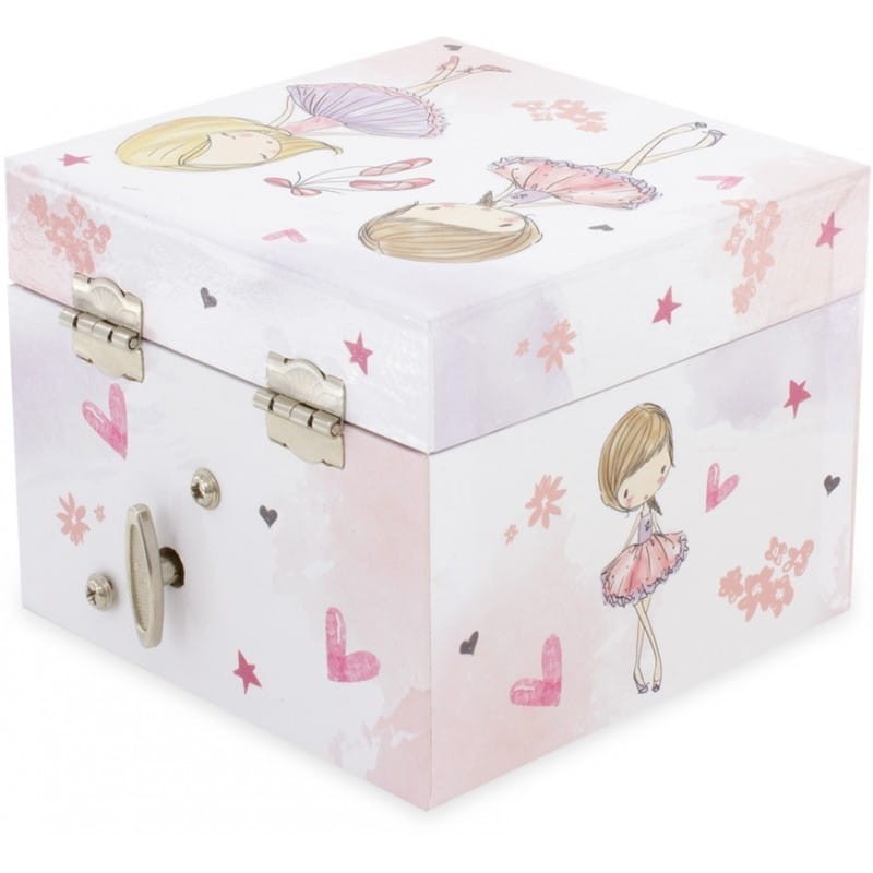 Różowa Szkatułka z Pozytywką Dziewczynki Balet - Ulysse