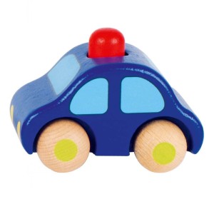 Drewniane autko z klaksonem granatowe - Goki