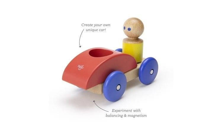 Drewniane klocki magnetyczne BABY & TODDLER Czerwone Auto - TEGU