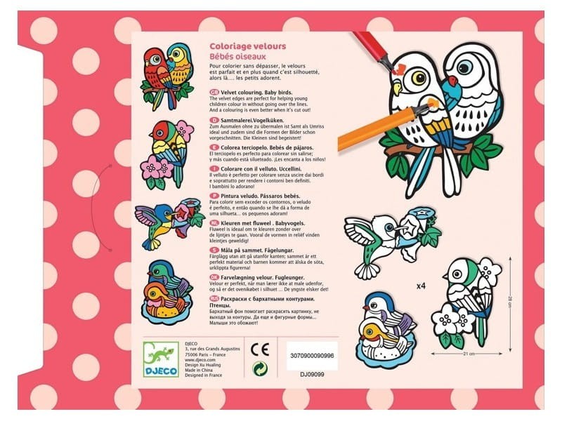 Welurowa aksamitna kolorowanka Małe Ptaszki - Djeco