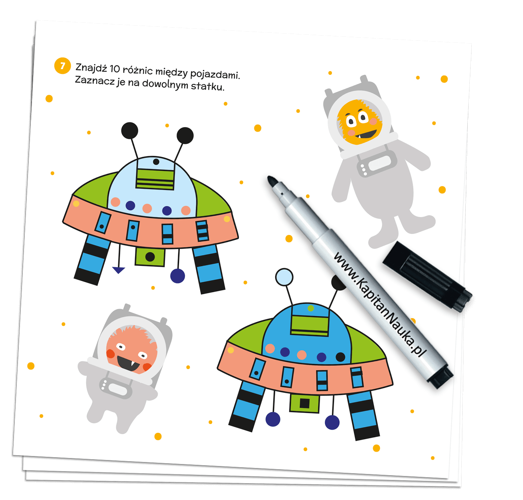 Bazgraki w kosmosie + suchościeralny mazak. Zeszyt kreatywny. Kapitan Nauka