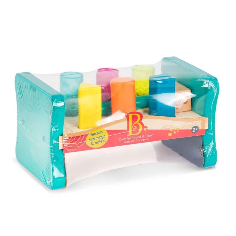 Drewniana przybijanka z młotkiem Colorful Pound & Play - b.toys