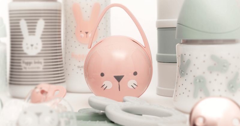 Podwójne etui na smoczki Kotek szary Hygge - Suavinex