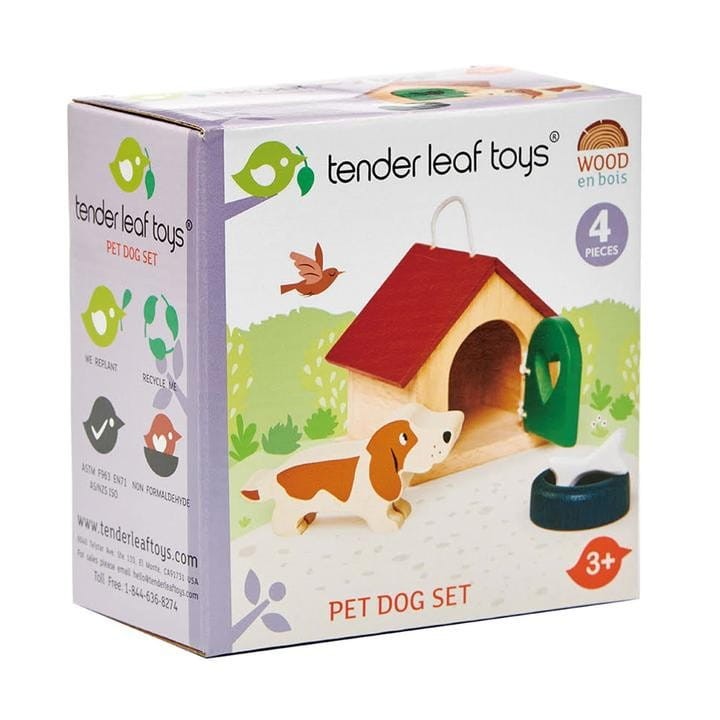 Drewniane figurki do zabawy - piesek z budą, Tender Leaf Toys