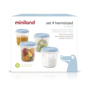 Pojemniki 4 pudełka Hermetyczne niebieskie- Miniland