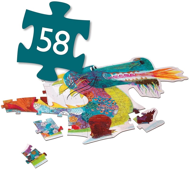Puzzle kształty Smok Leon 58 el. - Djeco