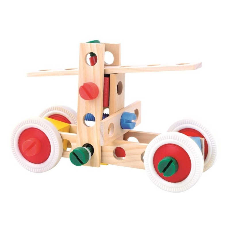 Drewniany zestaw konstruktora 120 elementów - Bino