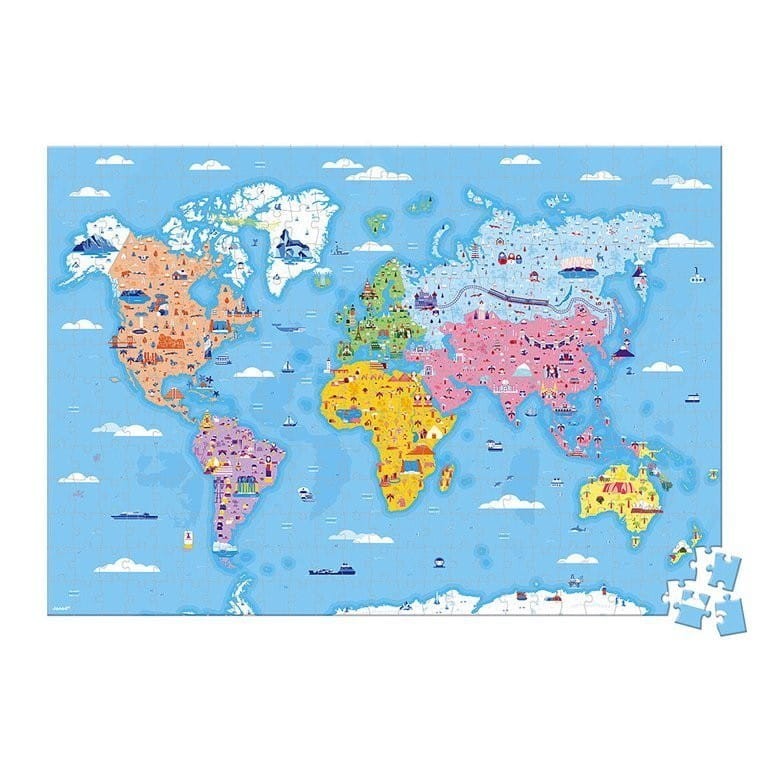 Puzzle edukacyjne z figurkami 3D Cuda świata 350 elementów - Janod