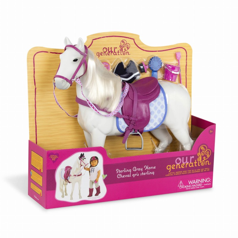 Duży siwy koń 50 cm z akcesoriami - Our Generation