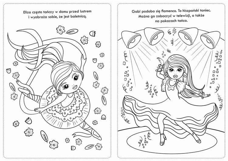 Kolorowanka z naklejkami Baletnice i tancerki - 74 naklejki