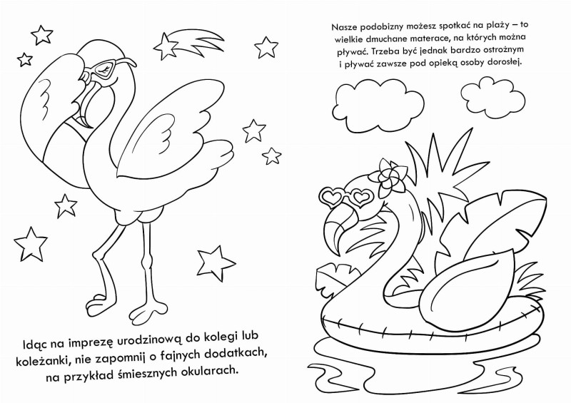 Kolorowanka z naklejkami Flamingi - 74 błyszczące naklejki