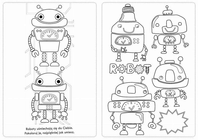 Kolorowanka z naklejkami Roboty - 74 naklejki