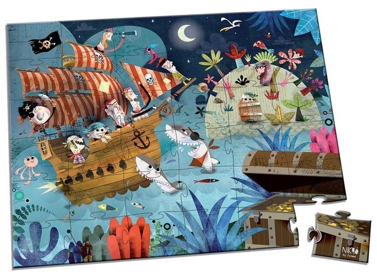 Puzzle w walizce Wyprawa po Skarb 36 el. - Janod