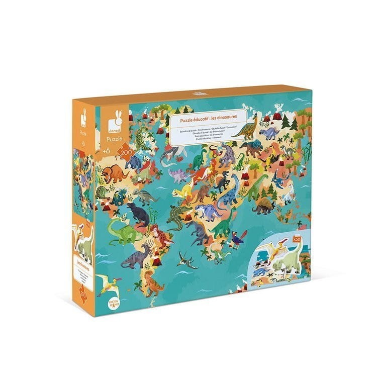 Puzzle edukacyjne z figurkami 3D Dinozaury 200 elementów - Janod