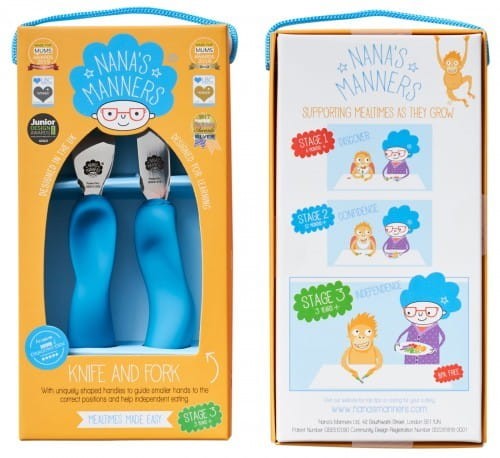 Sztućce Nana's Manners Widelec i Nóż ETAP 3 Niebieski 3-9 lat