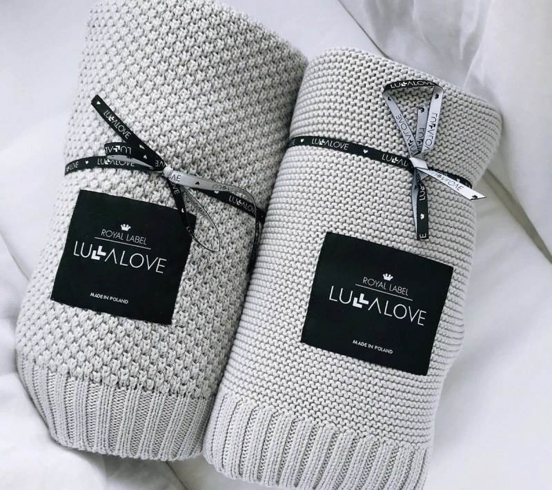 Kocyk Bambusowy 80x100 cm Szary Splot Makaronik - Lullalove