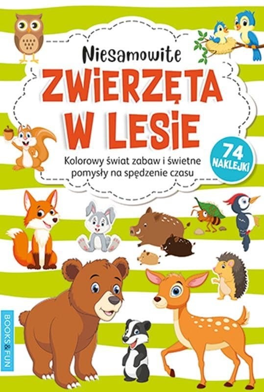 Kolorowanka z naklejkami Niesamowite zwierzęta w lesie - 74 naklejki