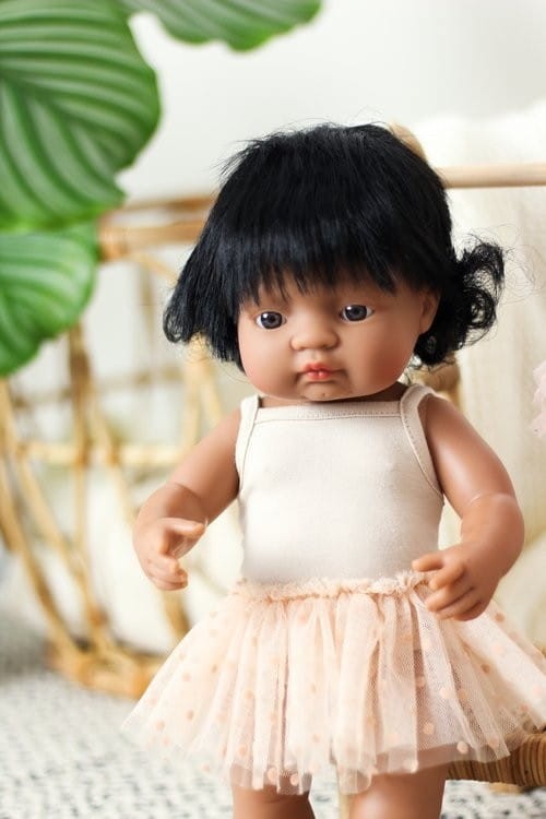 Strój Baletnicy Beżowy, Body + Spódniczka Tutu do Lalki 38 cm - Miniland