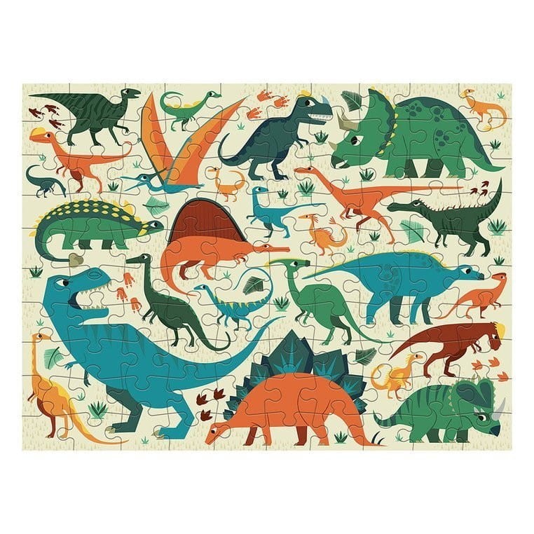Dwustronne Puzzle Dinozaury 100 el. - Mudpuppy