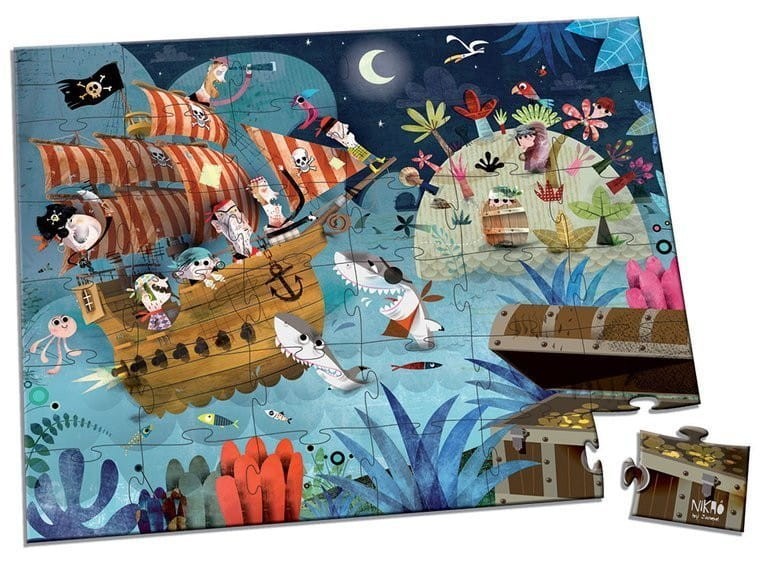 Puzzle w walizce 36 el. Wyprawa po Skarb - Janod