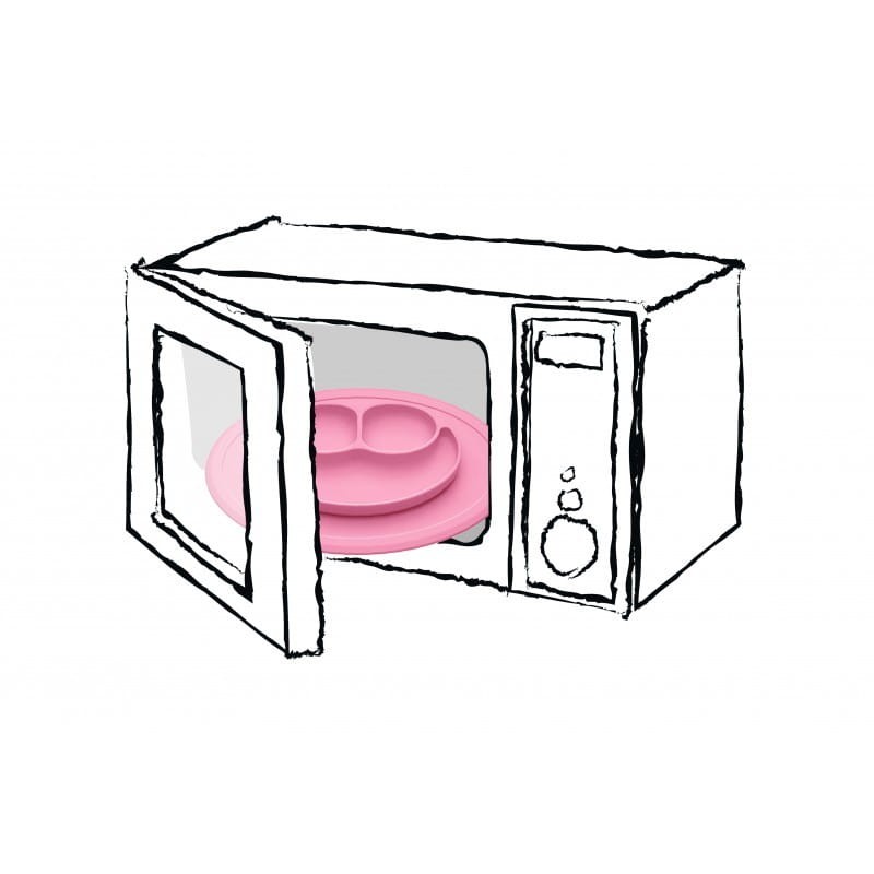 Silikonowy talerzyk z podkładką Uśmiech różowy - Bi-bi