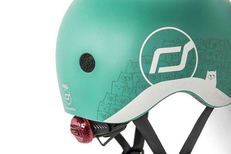 Kask z Odblaskami i Lampką LED Ultralekki na Hulajnogę i Rower  dzieci 1-5 lat Forest Owl - Scoot & Ride