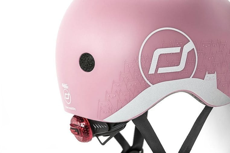 Kask z Odblaskami i Lampką LED Ultralekki na Hulajnogę i Rower  dzieci 1-5 lat Rose Cat - Scoot & Ride