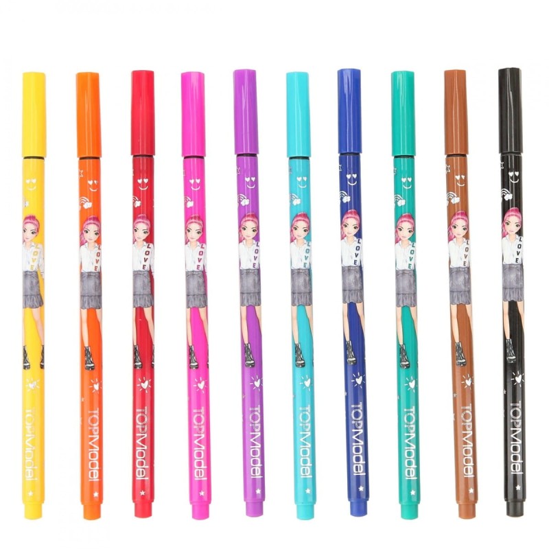 Cienkopisy z Szablonami 10 Kolorów - TopModel