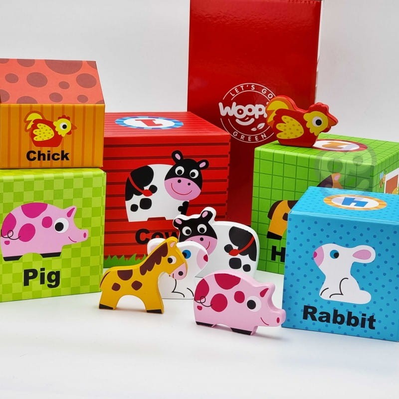Pudełka Układanka ze Zwierzątkami Farma - Woopie